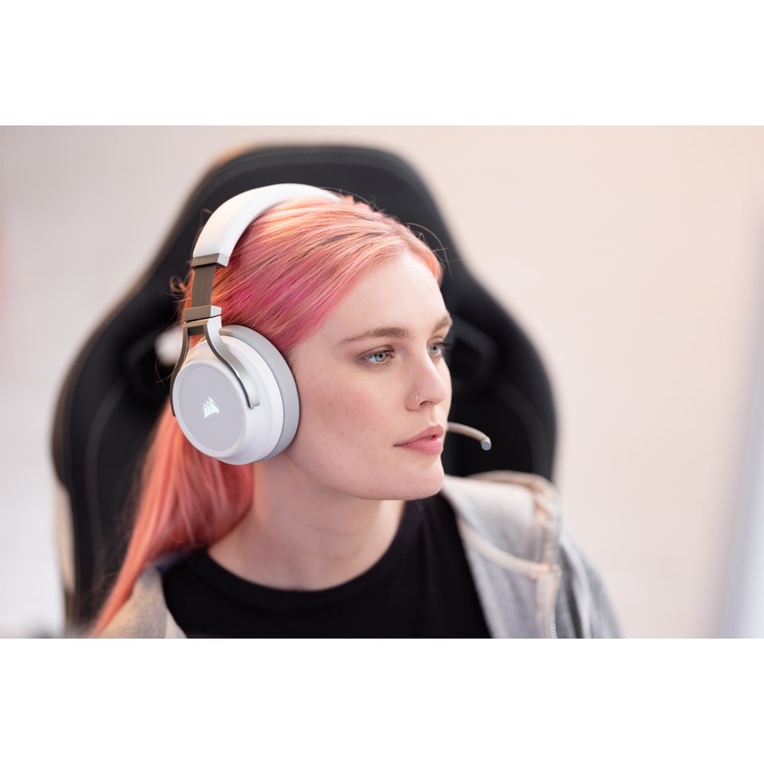 Kufje wireless Corsair Virtuoso RGB, 50mm, 7.1 surround, të bardha