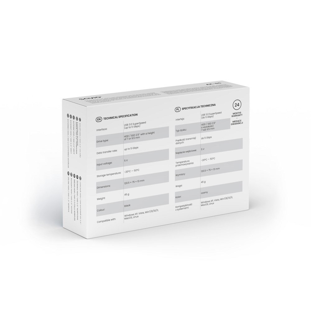 Kuti e jashtme Savio AK-65, për HDD SSD 2.5", USB, e zezë