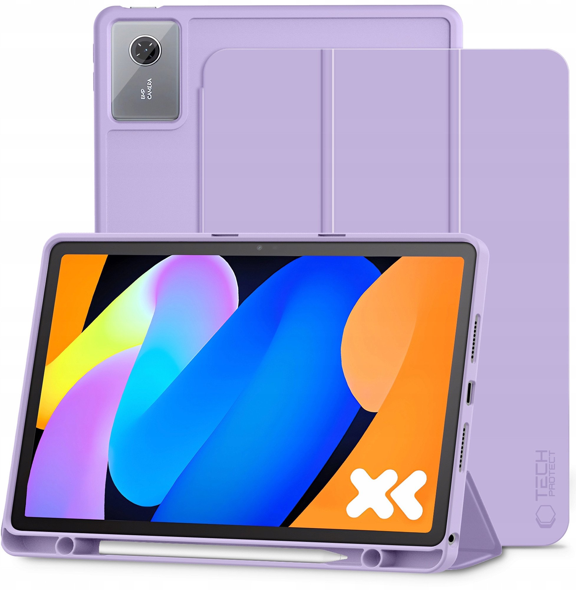 Футрола за таблет Tech-Protect SmartCase Pen, за Lenovo Idea Tab 11.0 TB-336, со држач за пенкало, виолетова
