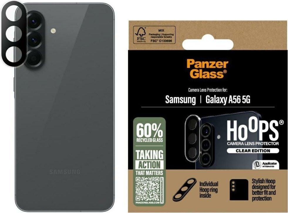 Mbrojtës kamere PanzerGlass Hoops, për Samsung Galaxy A56 5G, transparent