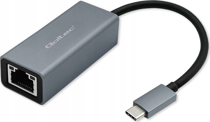 Adapter USB C në RJ45 Qoltec, Gigabit 1000 Mb/s, trup alumini, gri
