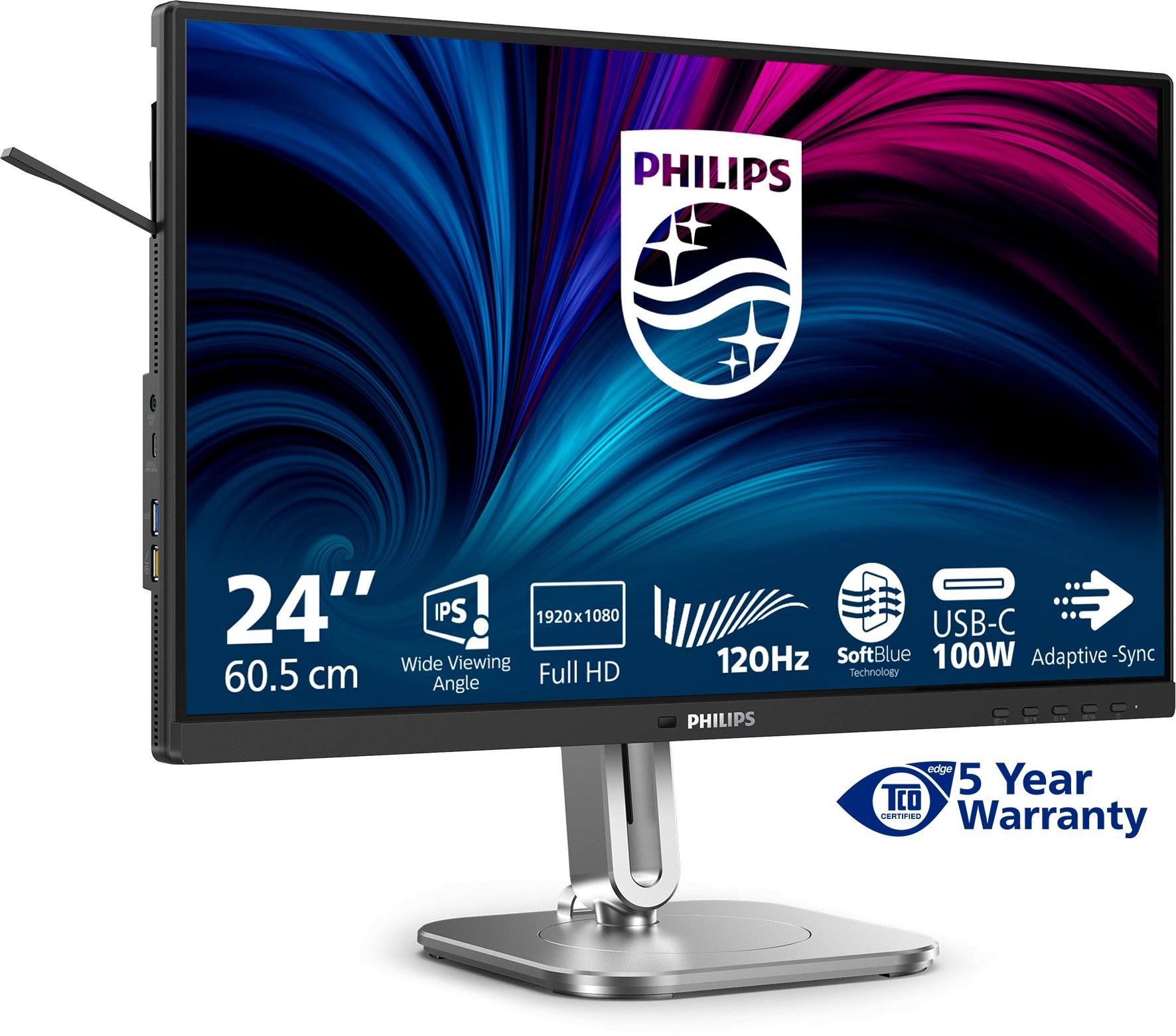 Monitor Philips 4000 Series 24B2U4301/00, 23.8", Full HD, gri