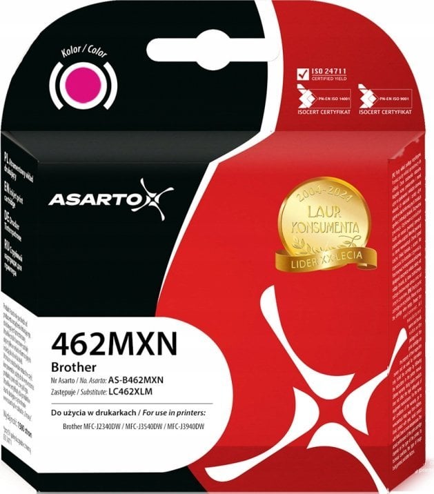Bojë printeri Asarto për Brother LC462XLM, 1500 faqe, magenta