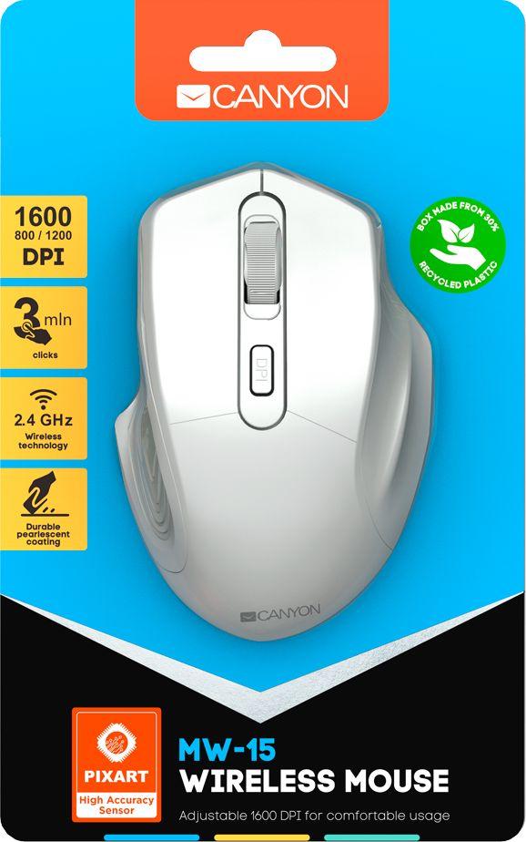 Maus Canyon MW-15, wireless, USB, i bardhë
