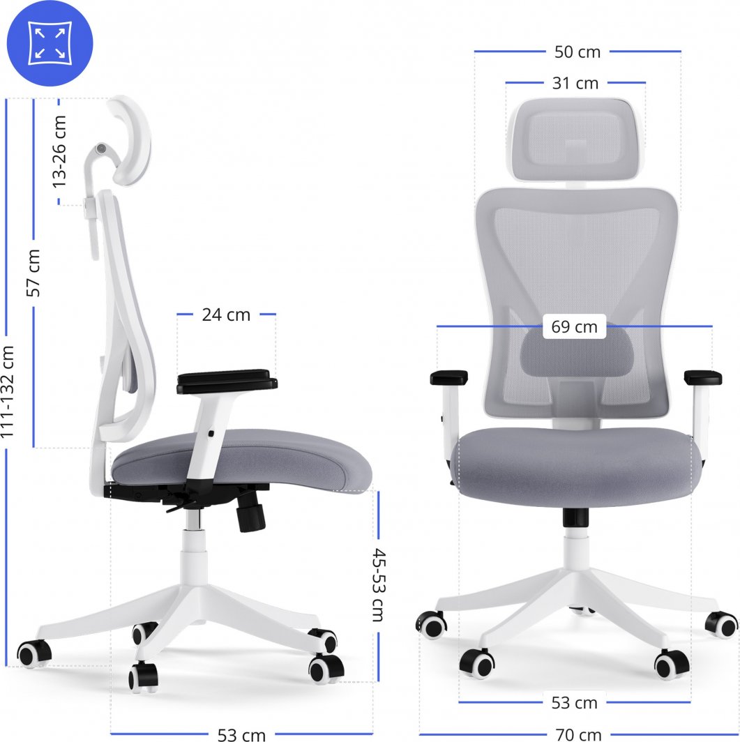 [OUTLET] Karrige për zyrë SENSE7 Tone, e hirtë/ bardhë