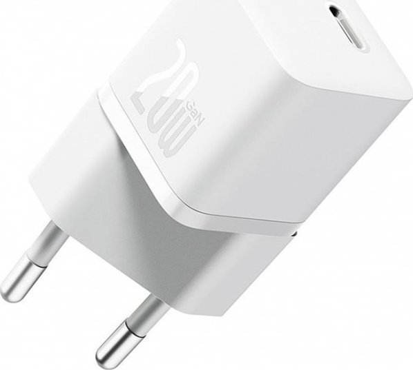 Полнач за ѕид Baseus CCGN050102, USB C 20W, GaN5, бел