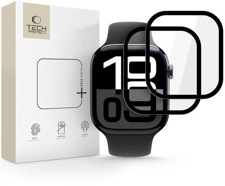 Xham mbrojtës Tech-Protect Glass Flex Plus për Apple Watch 10 46mm, set 2 copë, i zi