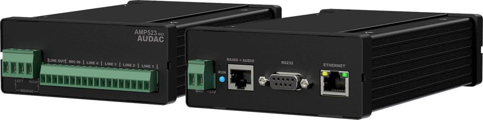 Përforcues stereo Audac AMP523MK2, 2 x 15W, kontroll në rrjet, i zi