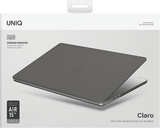 Mbulesë Uniq Claro për MacBook Air 15 2023, polikarbonat, gjysmë transparente gri