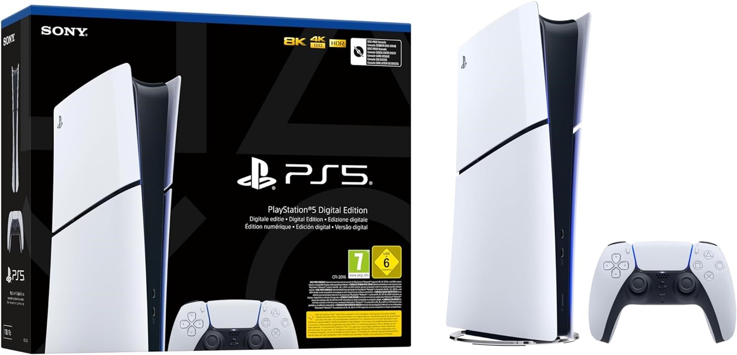 Konzolë Sony PlayStation 5 Digital Slim Edition 1TB SSD Wi-Fi, e zezë/ bardhë