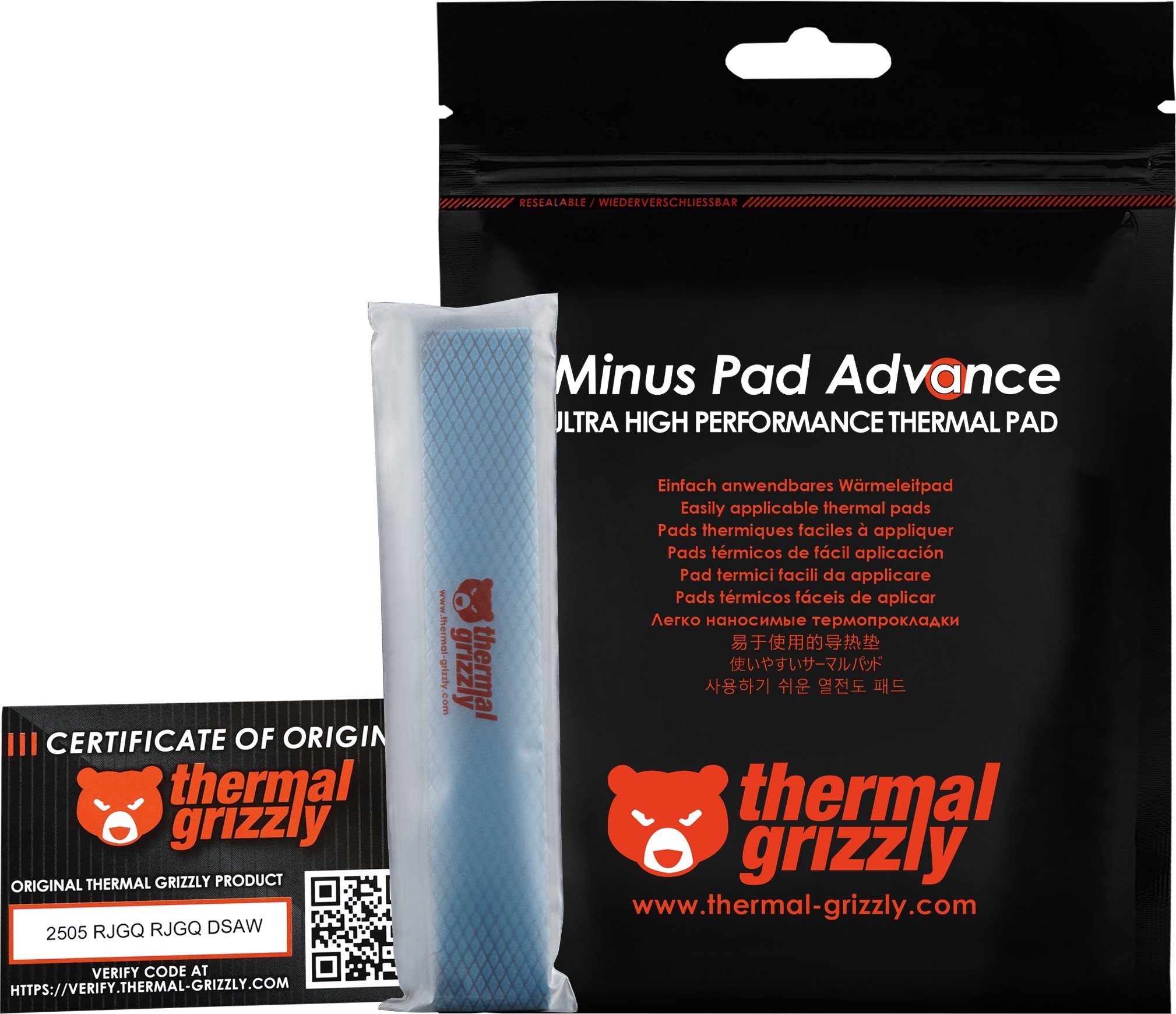 Jastëk termik Thermal Grizzly Minus Pad Advance, set 4 copë, 120 x 20 x 1.5 mm