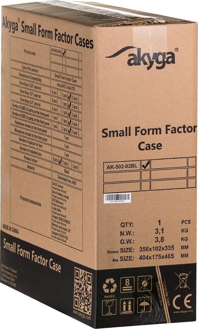 Kasë Akyga AK-502-02BK, Small Form Factor