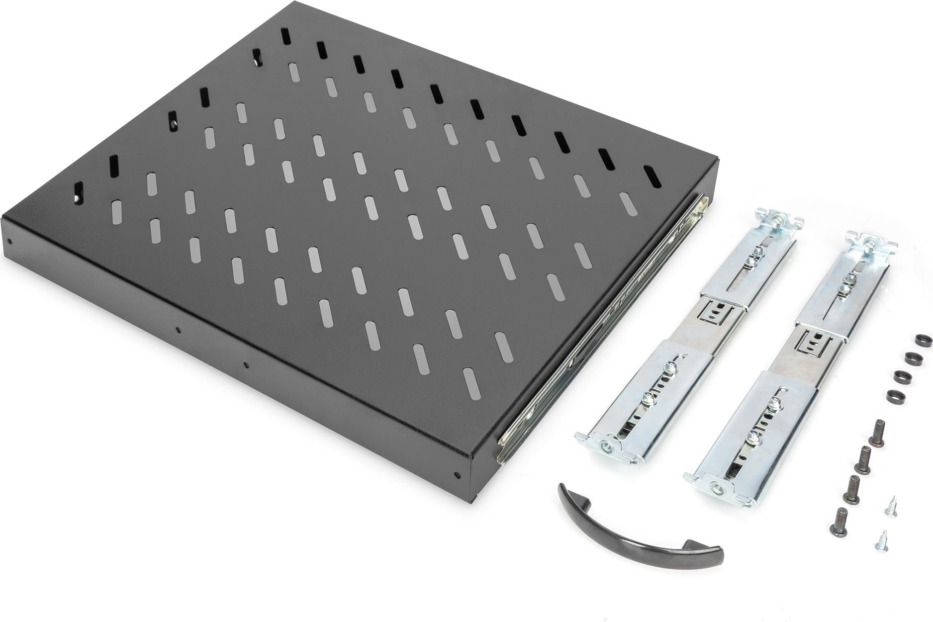 Raft tërheqës për kabinet 19" Digitus DN-19 TRAY-2-600-SW, 1U, 25kg, i zi
