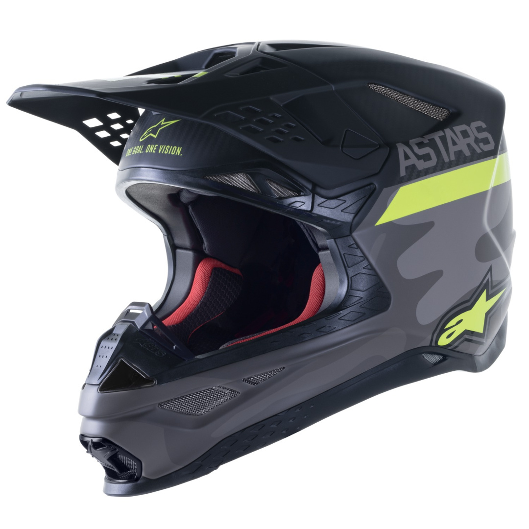 Кацига за мотокрос Alpinestars Supertech S-M10 Limited Edition AMS, оф-роуд, големина XL, сива и бела и црна со флуоресцентно жолта