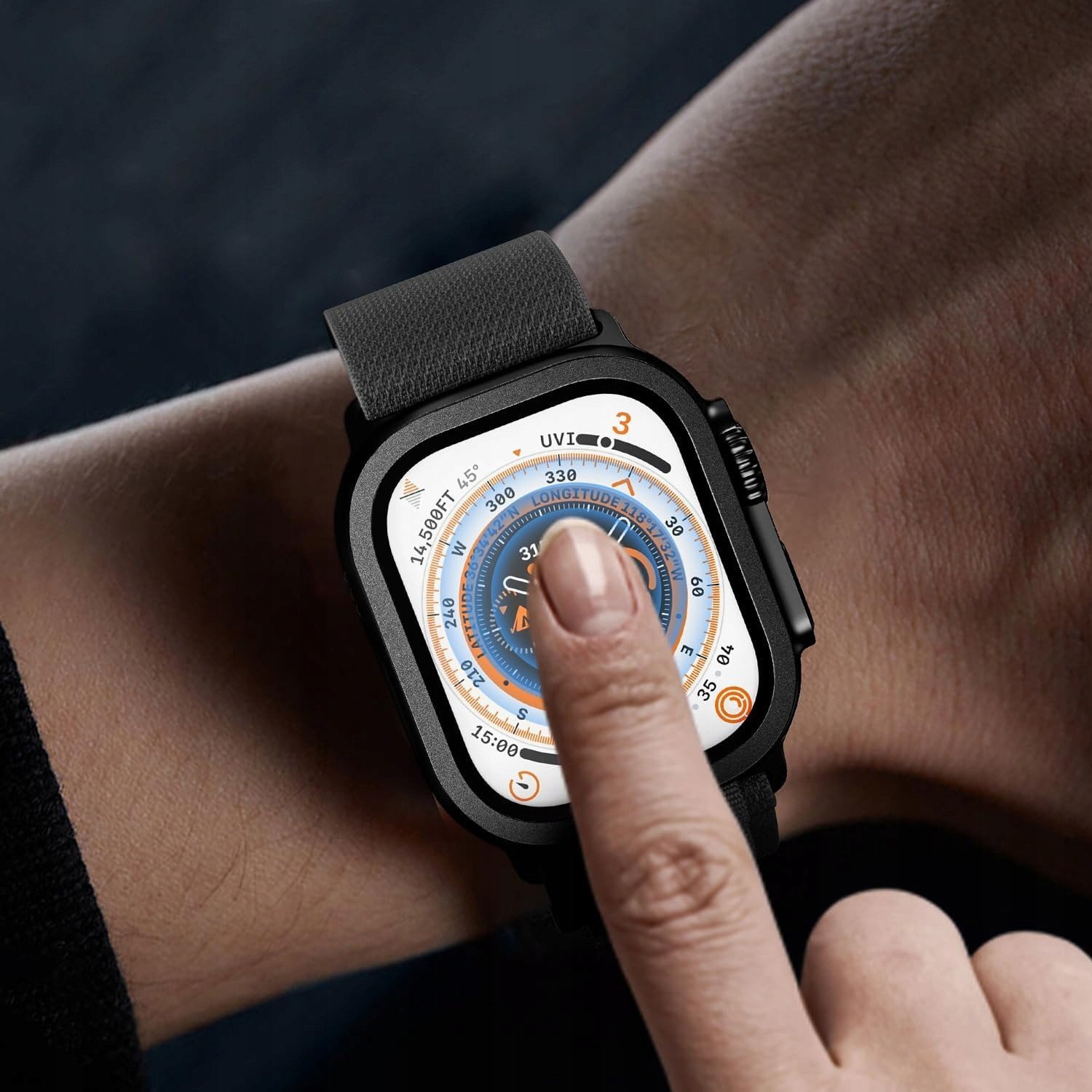 Mbrojtëse ekrani Tech-Protect Panzer Glass Ring për Apple Watch Ultra 1 2 49mm, 2 copë, titani, transparente
