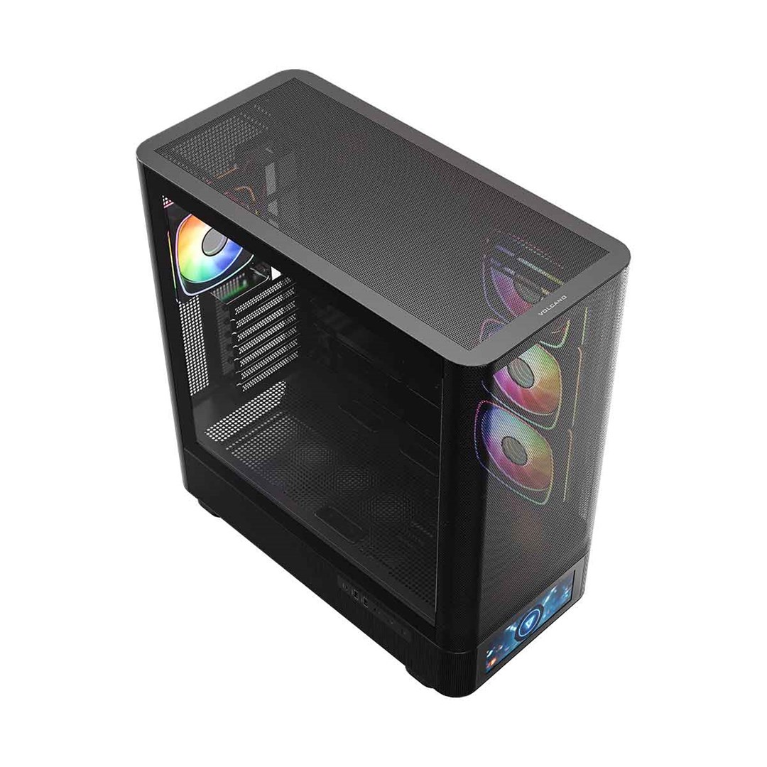 Kasi gaming Modecom Volcano AQ500 ARGB, MIDI tower, ekran LCD, i zi