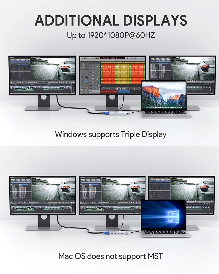 USB Hub Aukey CB-C78, 12-në-1, 5000 Mbit/s, RJ45, USB-C, i argjendtë