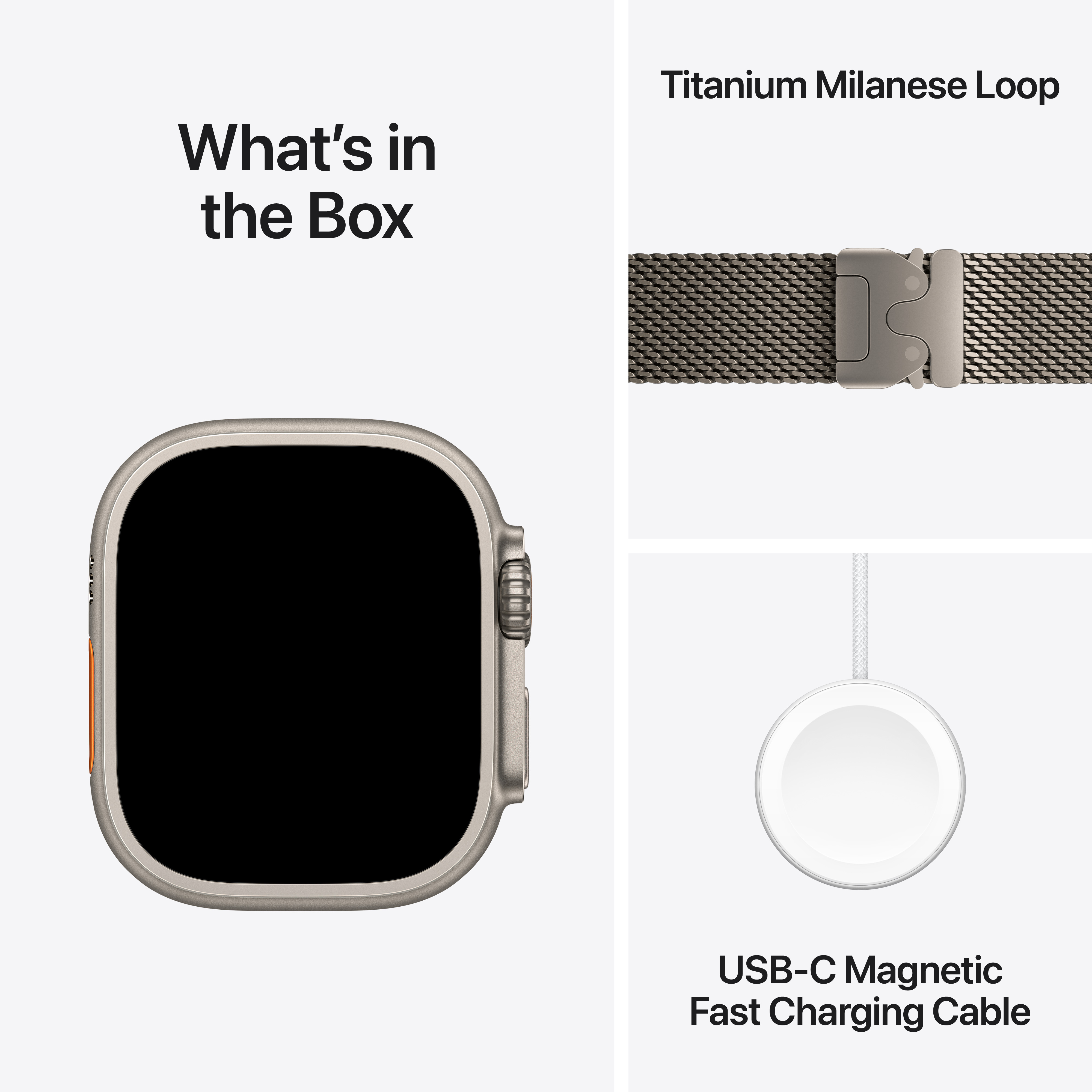 Apple Watch Ultra 3 Cellular 49mm Natural Titanium Case with Natural Titanium Milanese Loop, Large
