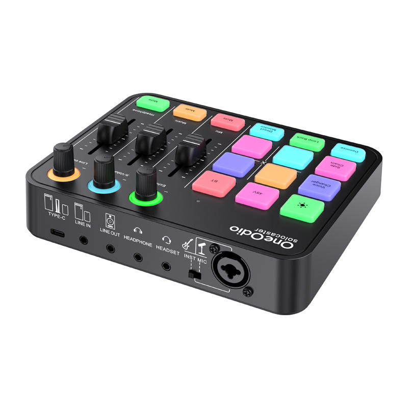 Mikser audio OneOdio Solocaster, kartë zëri USB, Bluetooth, i zi