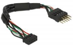 Kabllo DeLock USB 9 pin - USB 9 pin (41977), 0.12m, e zezë