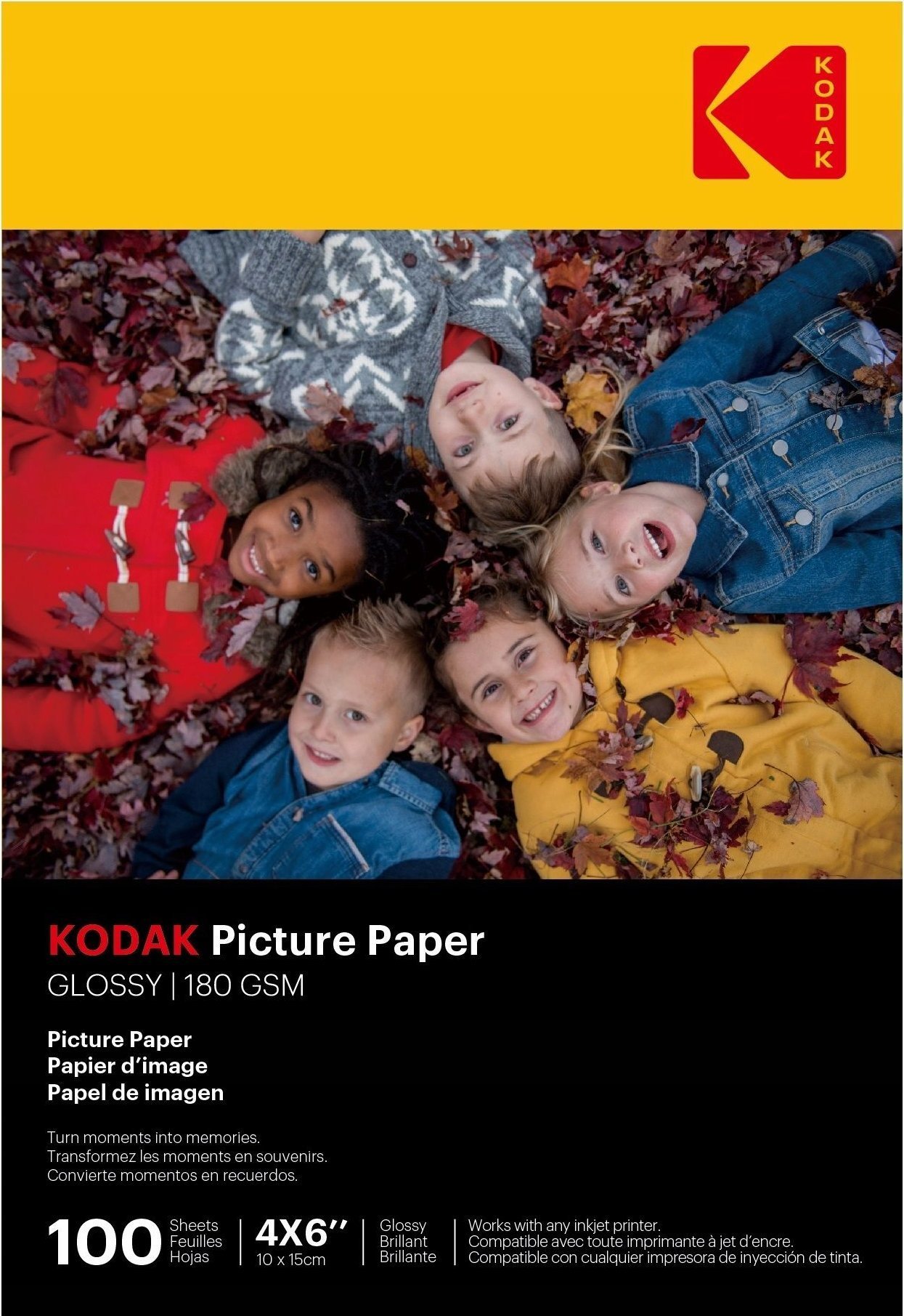 Letër fotografike Kodak, A6 10x15 cm, shiny, 180 g/m², 100 fletë