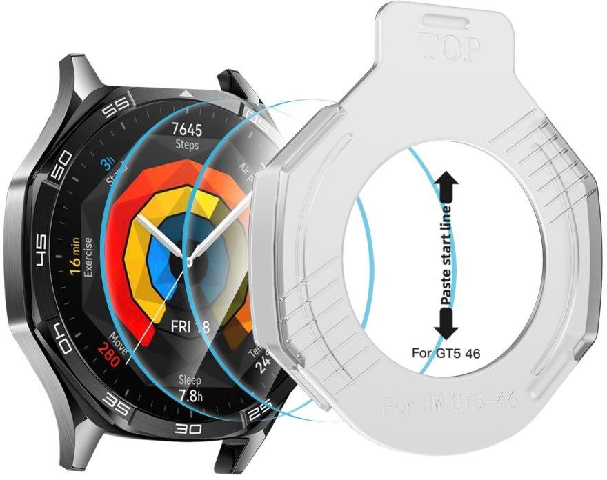 Xham mbrojtës Tech-Protect Easy Set+, 2 copë, për Huawei Watch GT 5 46mm, transparent