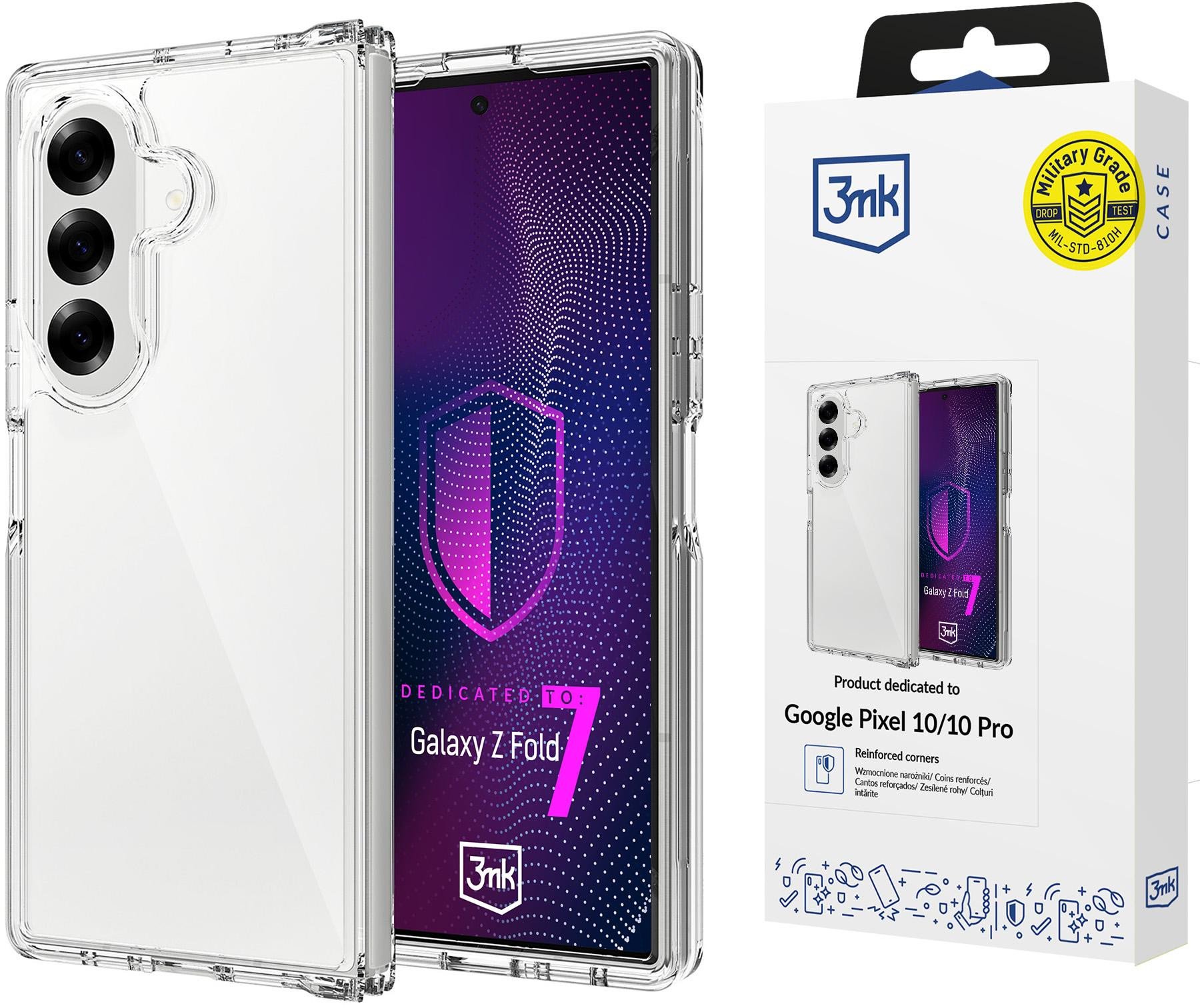 Mbështjellës telefoni 3MK Armor Case për Samsung Galaxy Z Fold7, kundër goditjeve, transparent