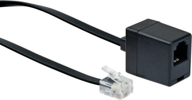 Kabllo telefonik zgjatues Schwaiger RJ11 6P4C, prizë RJ11, i zi