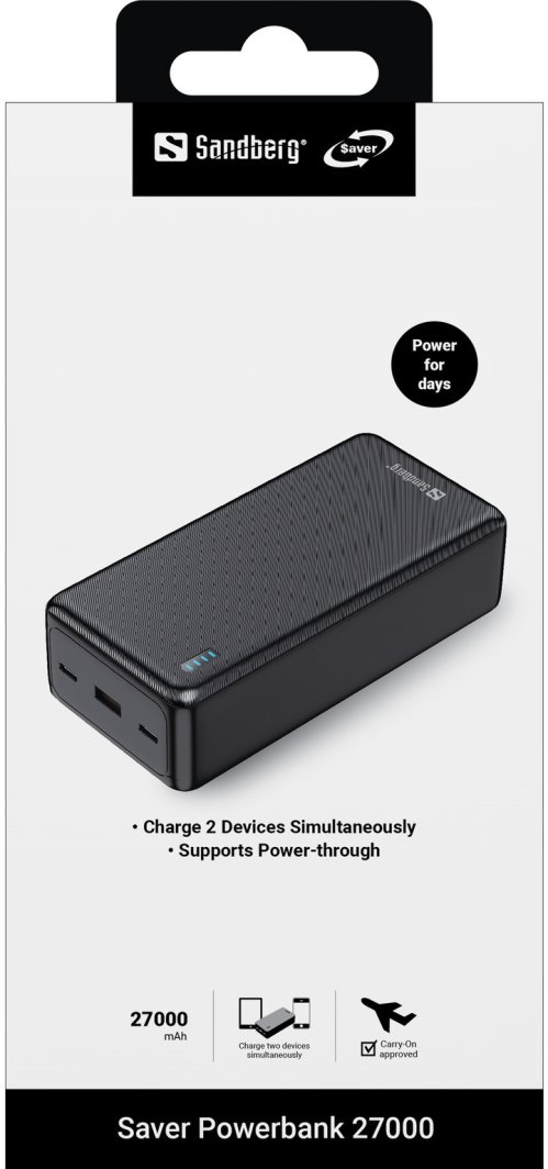 Powerbank Sandberg 320-43, 27000 mAh, Li-Ion, USB-C, i zi