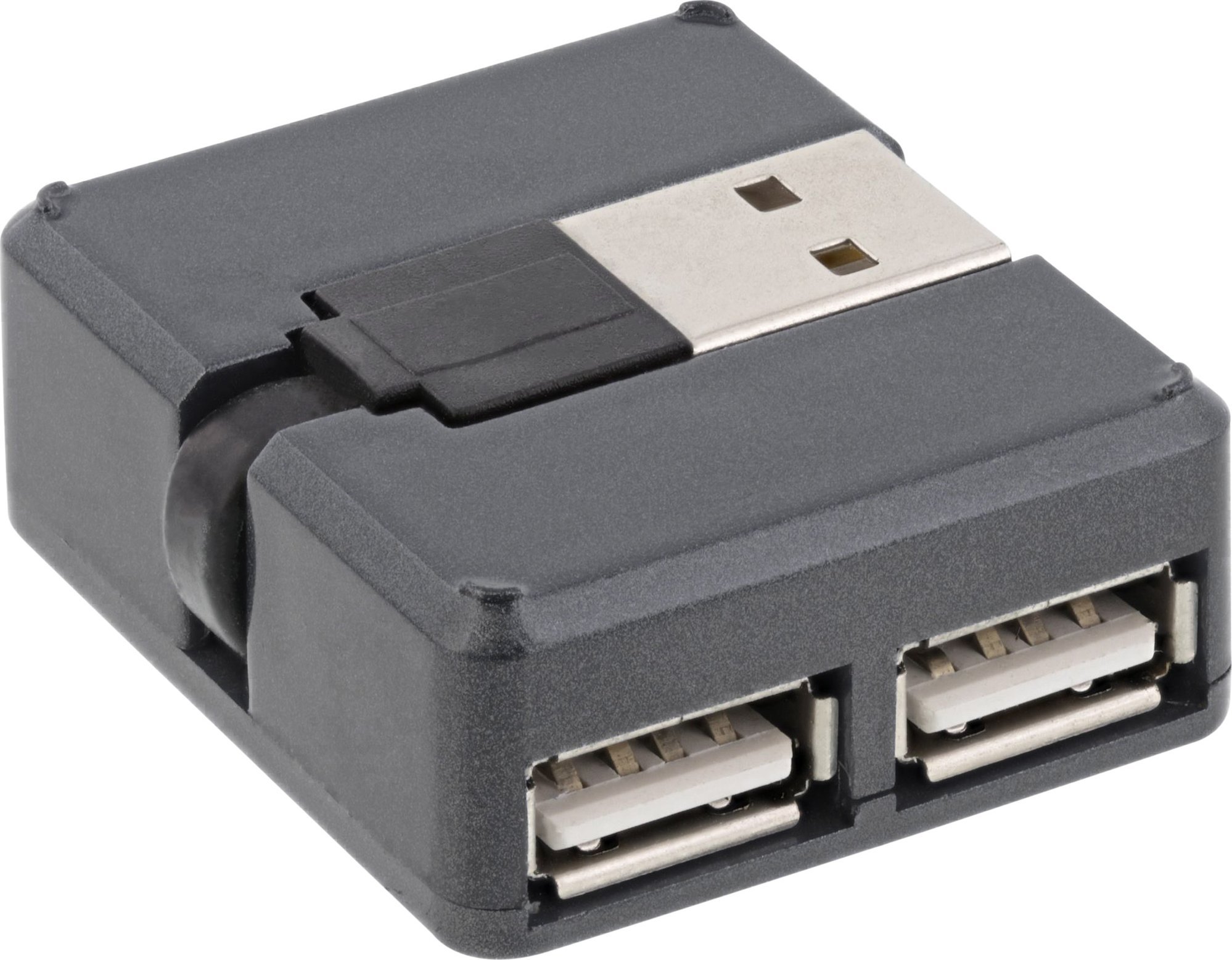 Hub USB InLine 2.0, 4 porta USB A, kabllo 4cm, i zi