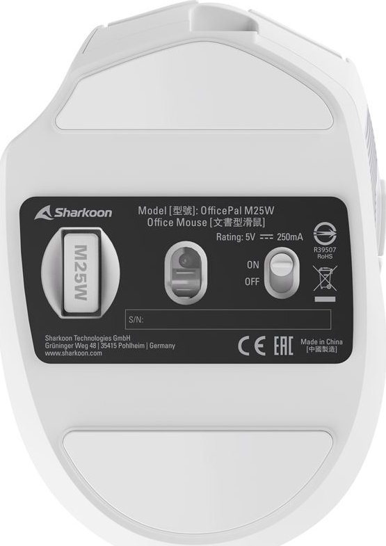 Mi pa kabllo Sharkoon OfficePal M25W, 4000 DPI, RF wireless, i bardhë