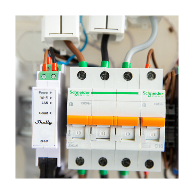 Shelly Pro 3EM 120A Matës energjie elektrik 3-fazor, për montim në DIN rail, me Wi-Fi / LAN / Bluetooth