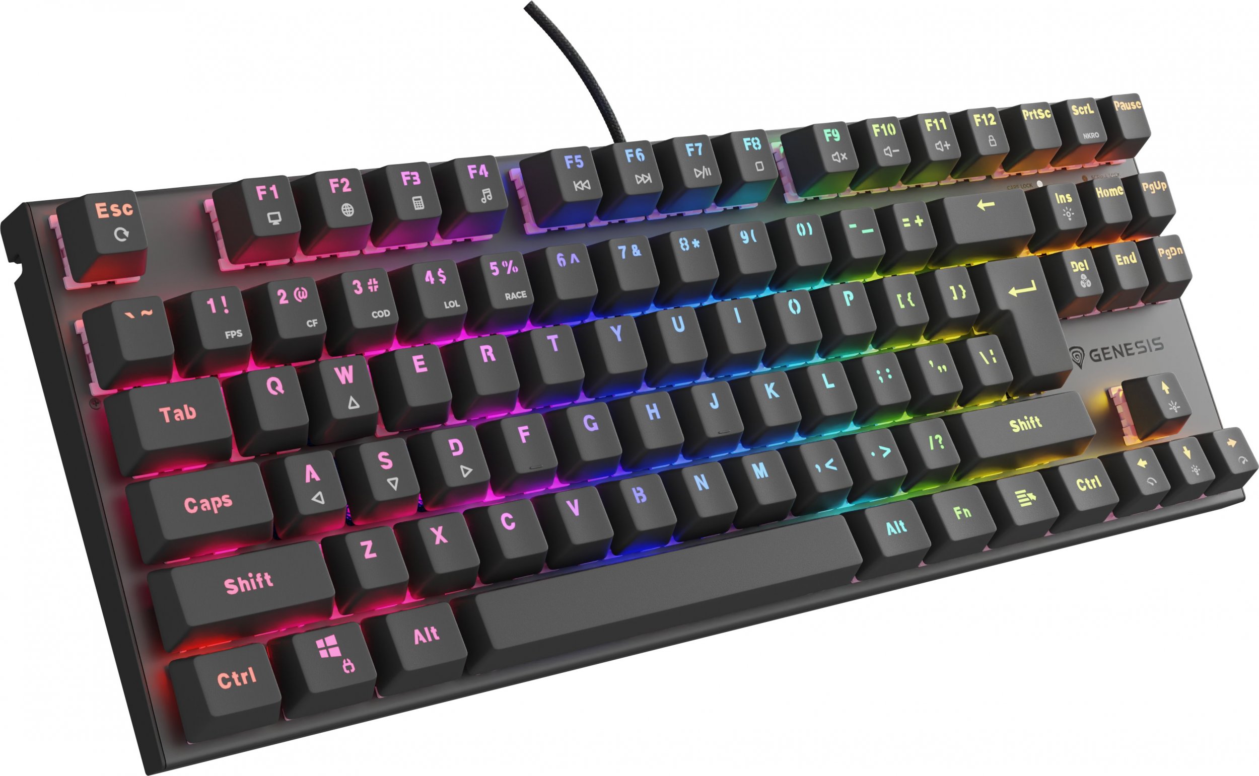 Tastierë Genesis Thor 303 TKL, mekanike Outemu Peach Silent, RGB, e zezë