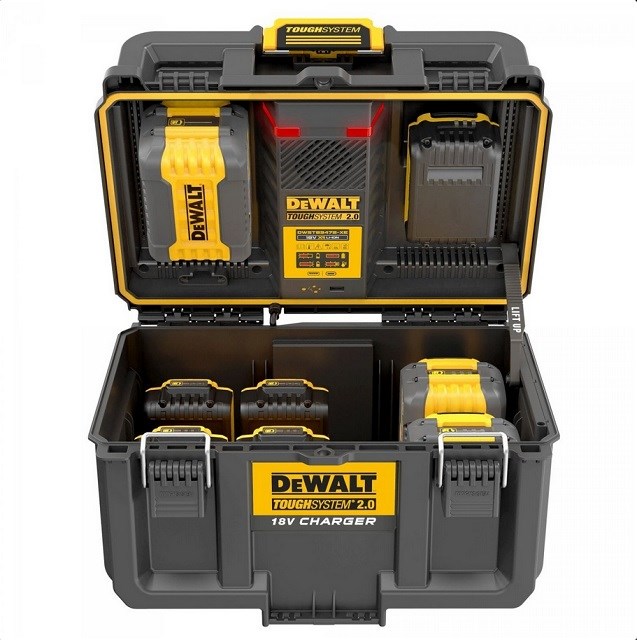 Kuti veglash Dewalt Toughsystem 2.0 DWST83471-QW, me karikues baterish, rezistente ndaj ujit, e verdhë