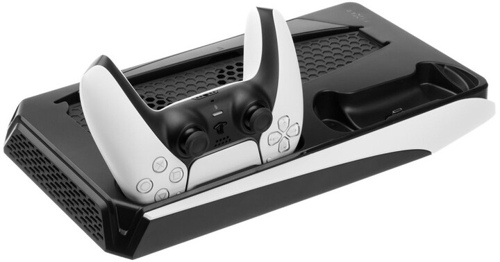 [OUTLET] Stacion karikimi shumëfunksional FIXED për PlayStation 5, bardh e zi