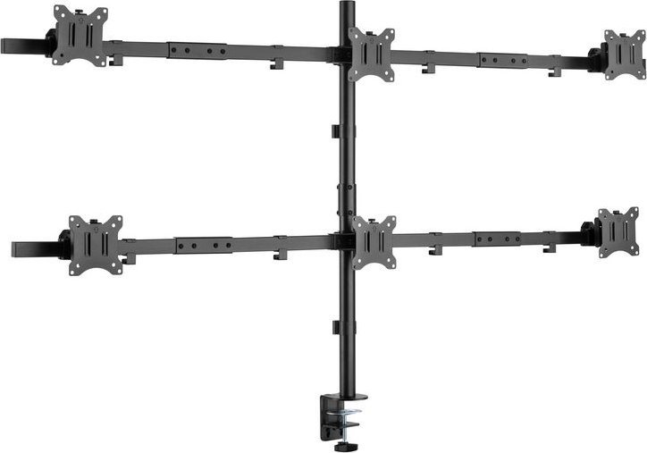Krah tavoline për monitorë LevelOne Equip 650160, 6 monitorë 17"-32", çelik, i zi