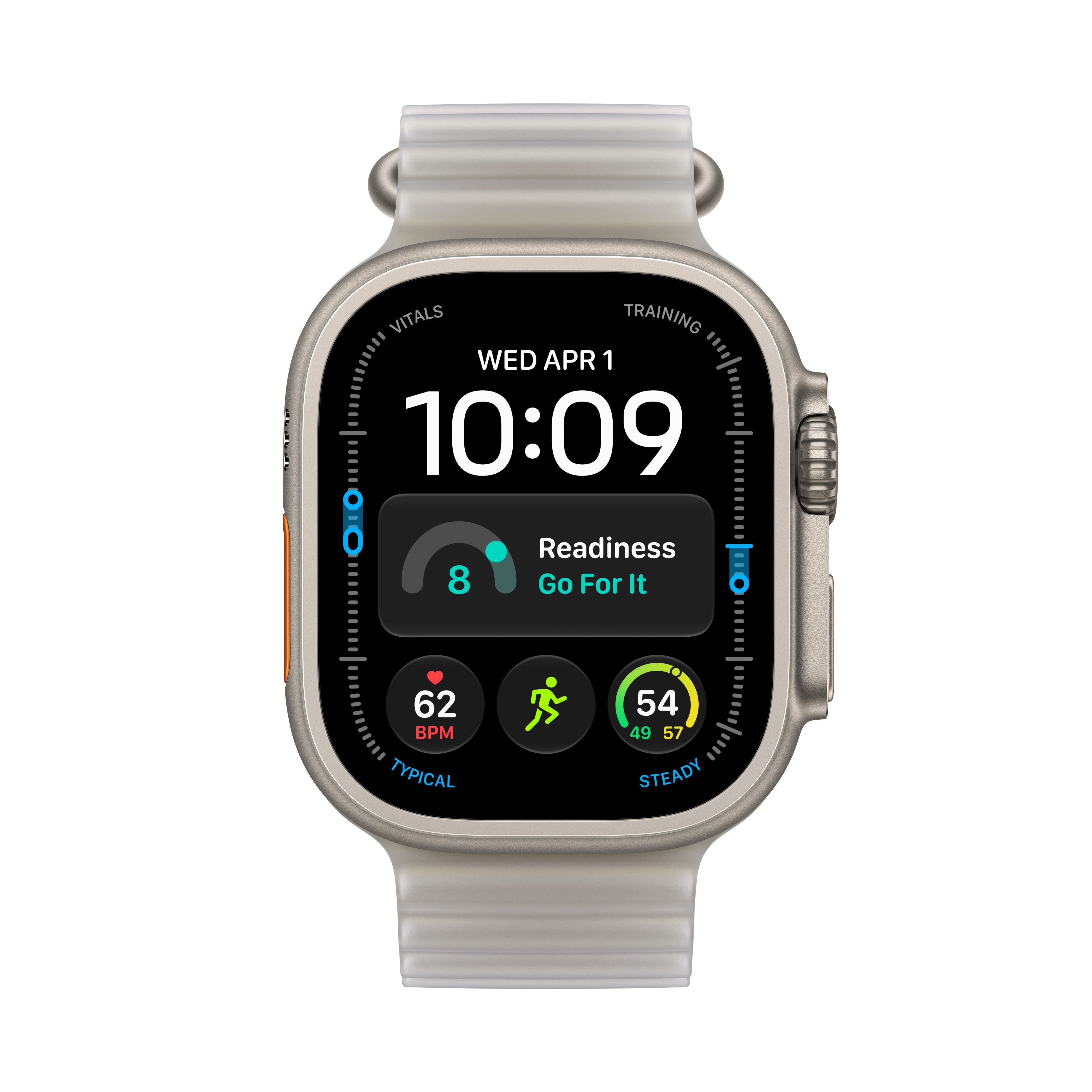 Apple Watch Ultra 4 Cellular 49mm Natural Titanium Case with Translucent Grey Ocean Band