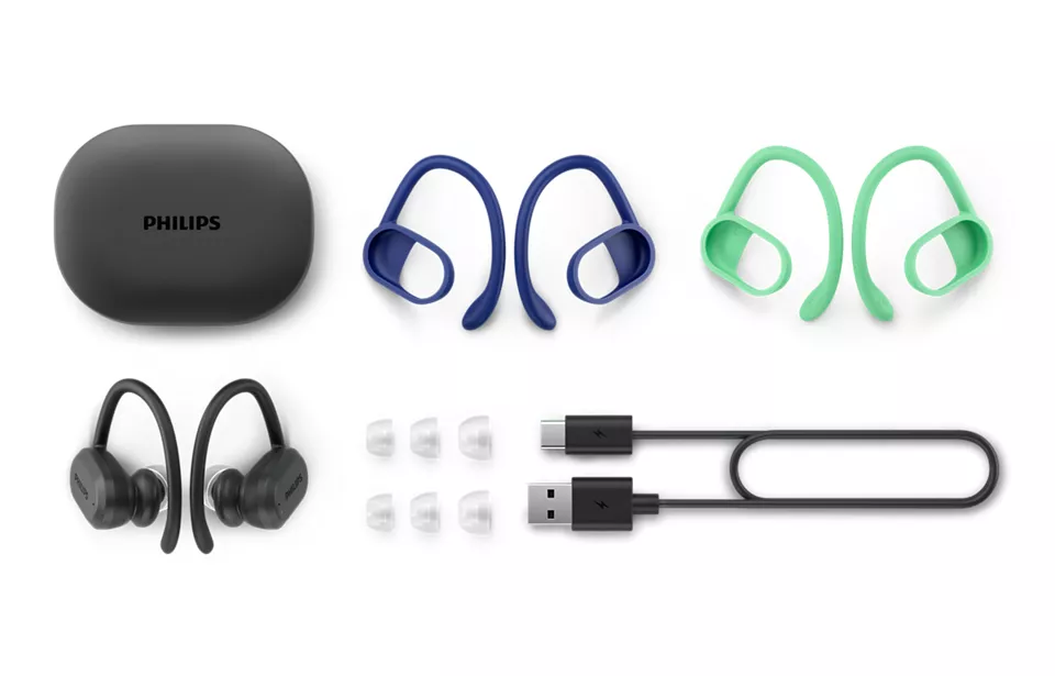 Dëgjuese Buds Philips TAA7306BK/00, wireless sport IPX5 Mic, të zeza