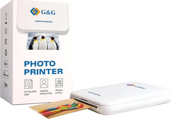 Printer fotografik mobil G&amp;G GG-PP023, kompakt, pa tela, i bardhë