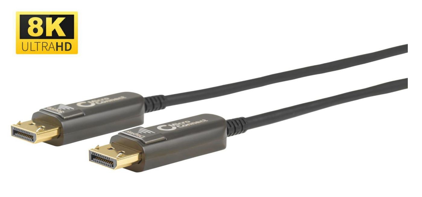 Kabllo DisplayPort Microconnect DP-MMG-5000V1.4OP, 8K, 50m, e zezë
