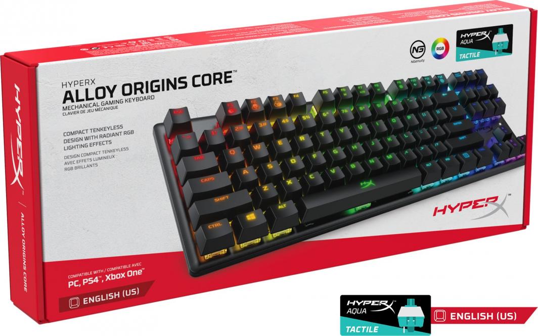 Tastierë HyperX Alloy Origins CORE HyperX Aqua, US, e zezë