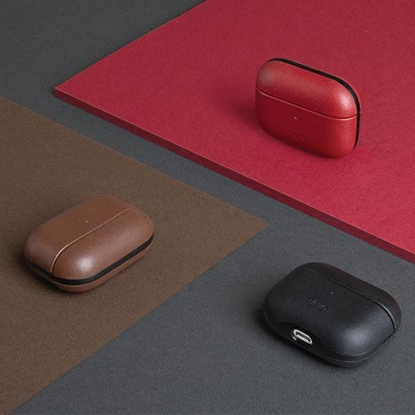 Mbulesë mbrojtëse Uniq Terra për AirPods Pro, lëkurë natyrale, e kuqe
