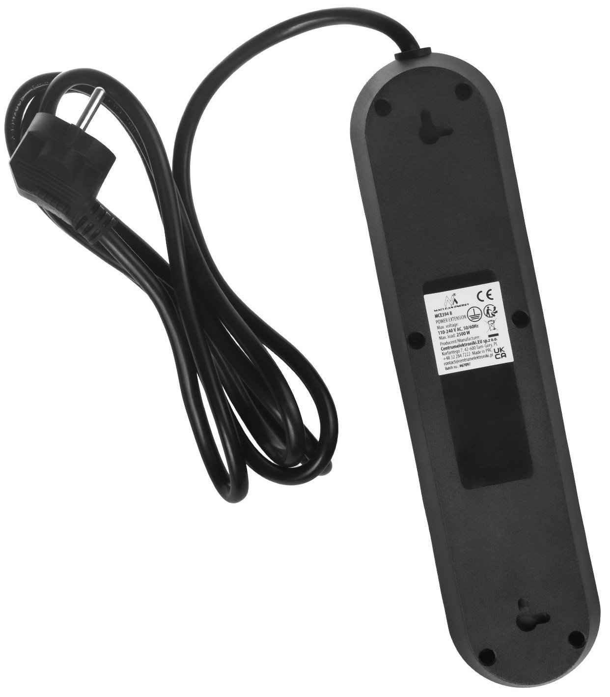 Prizë zgjatues Maclean MCE394 B, 3 dalje, 3x USB 2.1A, 1.5m, e zezë
