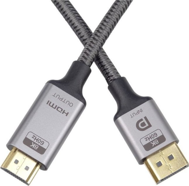 Кабел PremiumCord DisplayPort во HDMI 2.1, 8K 60Hz, 2m, црн