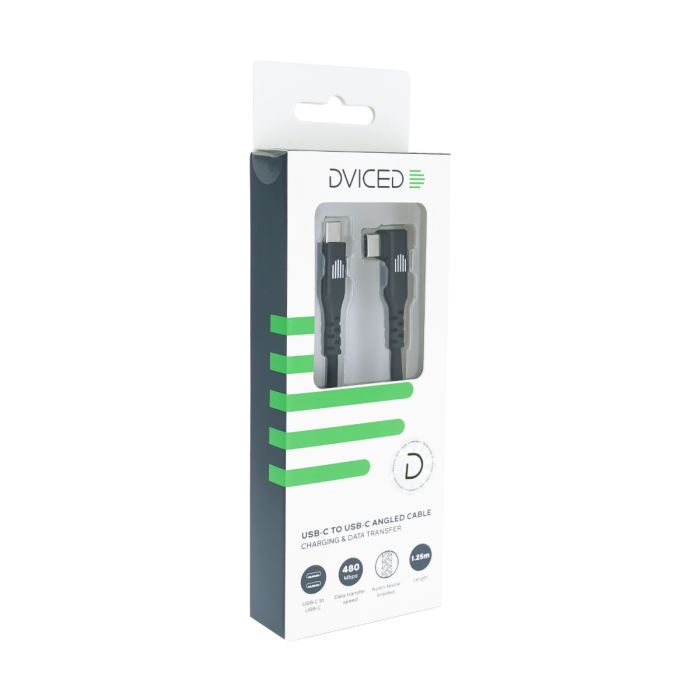 Dviced Angled Braided Cable USB-C To USB-C, 1,25m, Black