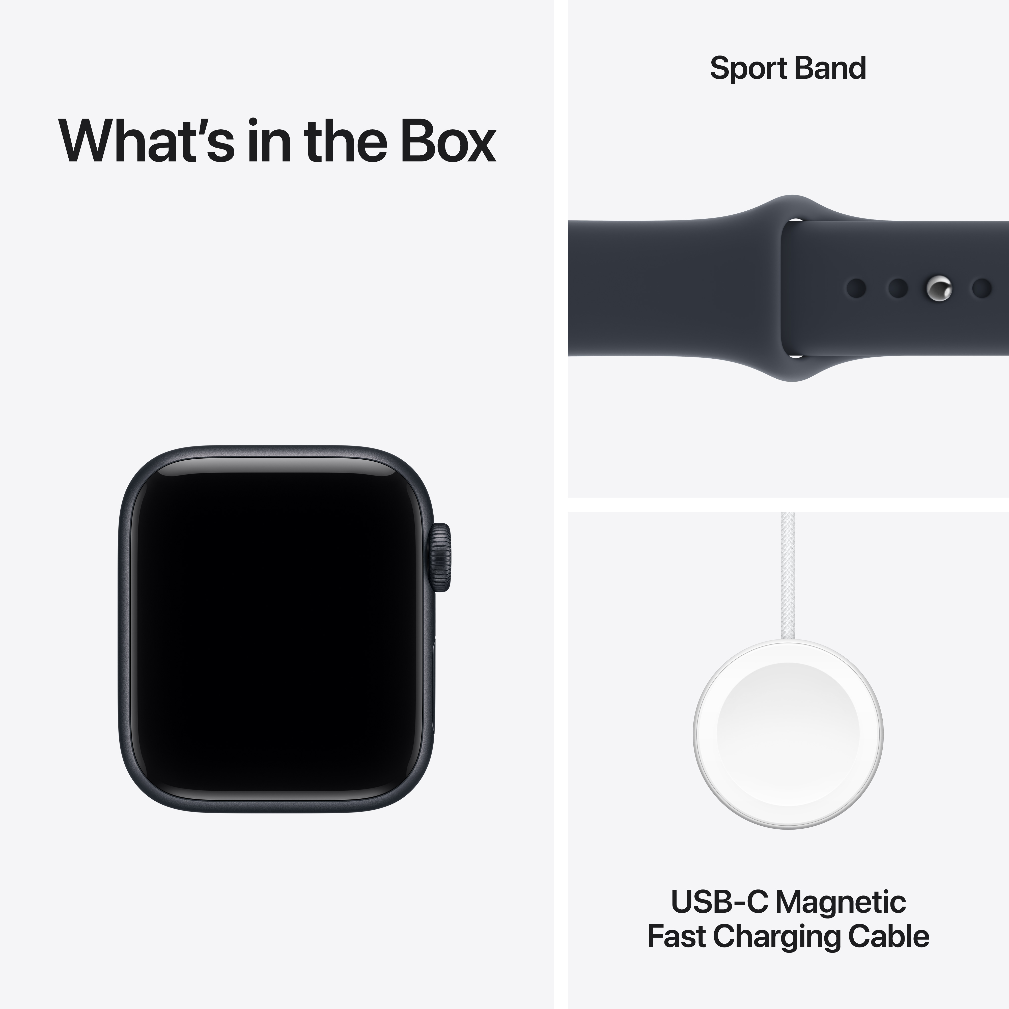 Apple Watch SE3 v2 GPS 40mm Midnight Aluminum Case with Navy Blue Sport Band, S/M