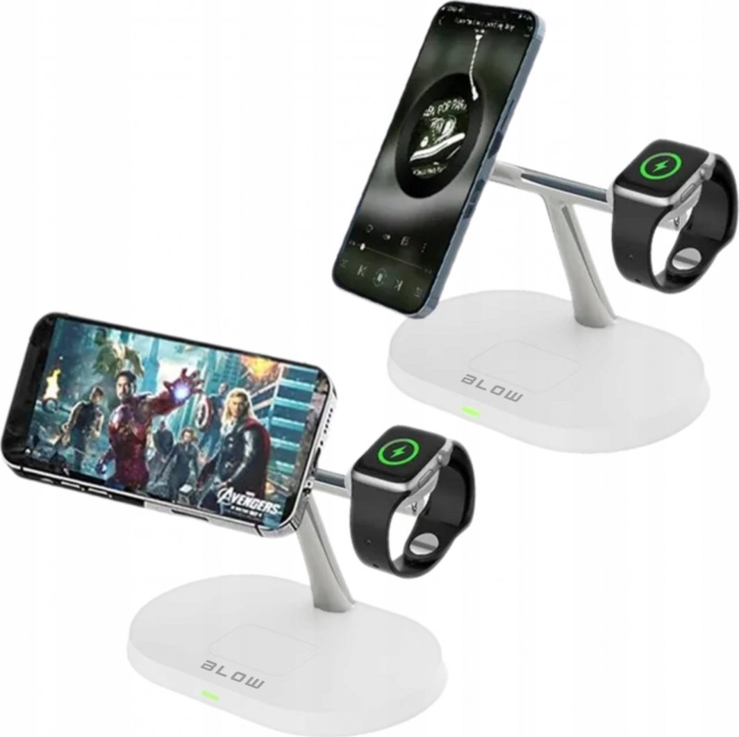 Karikues wireless Blow WCH-08, 15W, 3 në 1, i bardhë