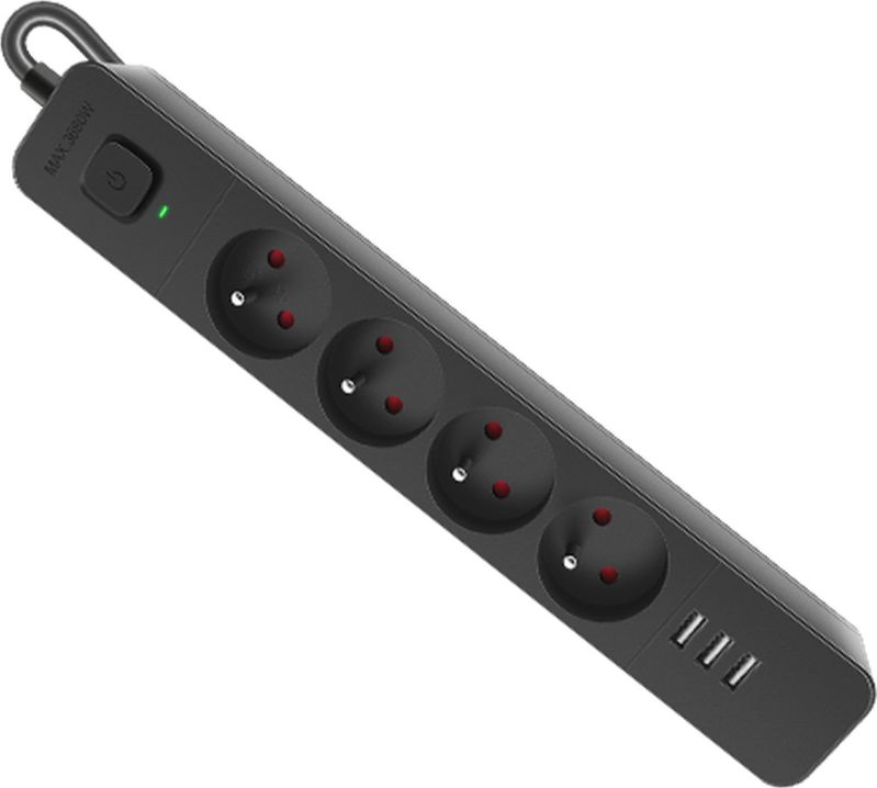 Prizë zgjatuese Defender SFS 99457, 4 dalje, 1.5m, 3x USB, e zezë