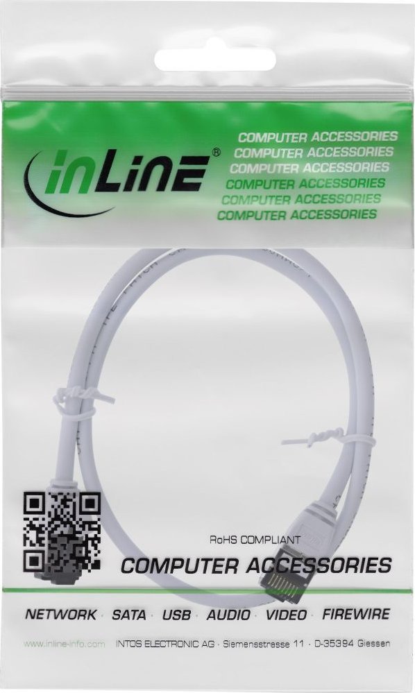Kabllo rrjeti InLine Patch Cable Slim, Cat.8.1 UFTP, 0.25m, e bardhë