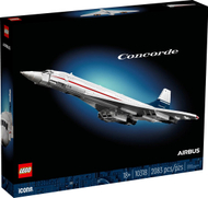 Set ndërtimi LEGO Icons Concorde 10318, model avioni ekspozimi, i bardhë